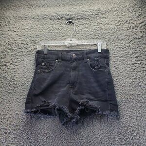 American Eagle Shorts Womens Size 6 Black Super Stretch Distressed Denim Cutoff